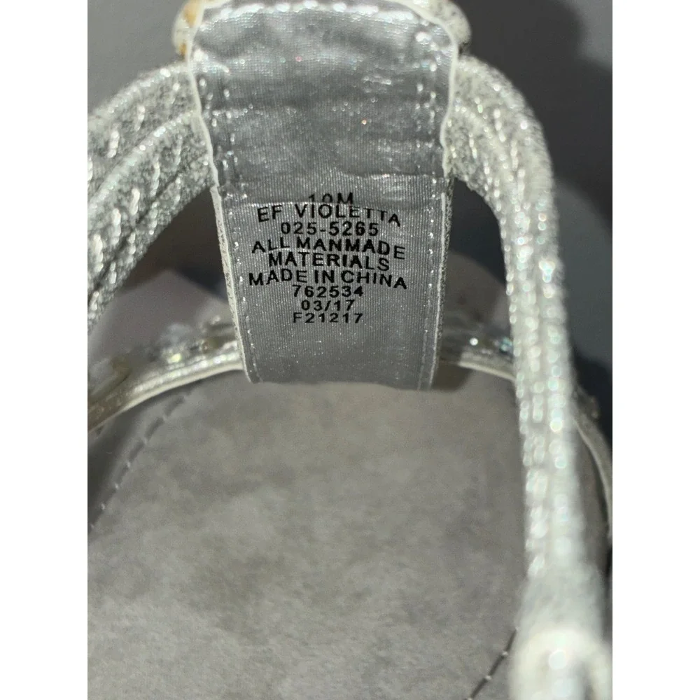 East 5th Embellished Wedge Sandals Silver Women Size‎ 10 Medium Violetta